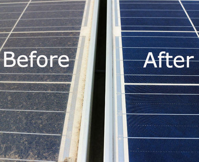 Before and After Solar Panel Cleaning in Central Queensland